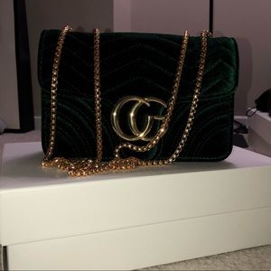 Velvet forest green bag